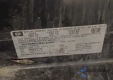 2014 Chevrolet Silverado 1500 1Lt from USA, damaged, VIN 3GCUKREC0EG141947